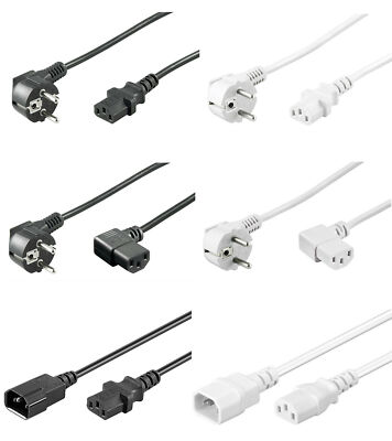 1,5 - 10 m Netzkabel Kaltgeräte Verlängerung 1 2 x 90° Schuko IEC 60320-C13 C14