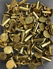 (100) 3/16 X 1/2 Semi Tubular Rivet Brass Brake Lining, Wide 7/16 Head .187X.50