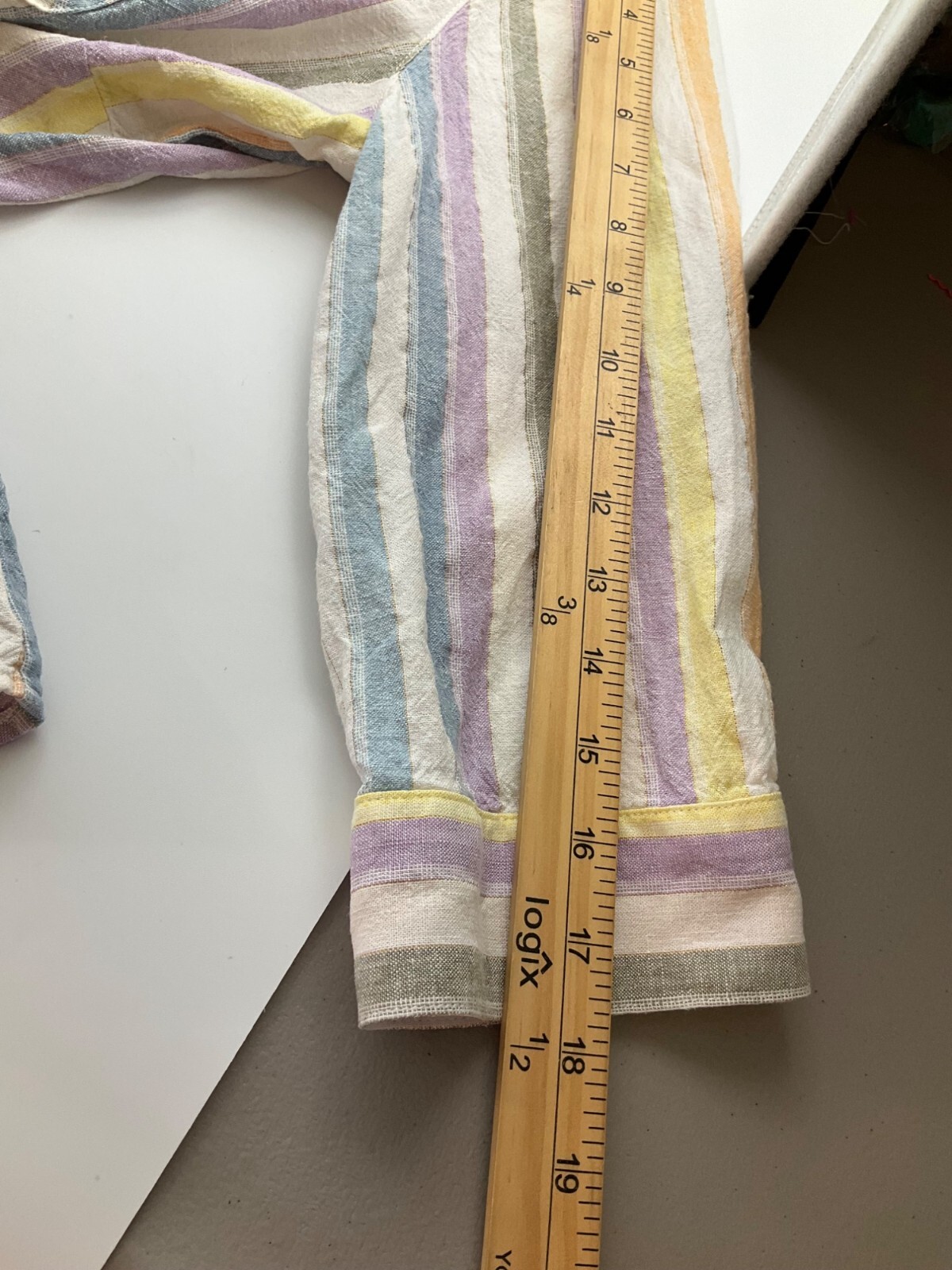 FDJ French Dressing Jeans Medium Striped Linen Blend Shirt Top Multicolor Pastel