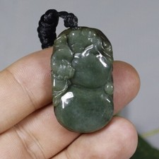 Cert'd Green Yellow 100 Natural A Jade Jadeite Pendant Bats Gourd Leaf      1925