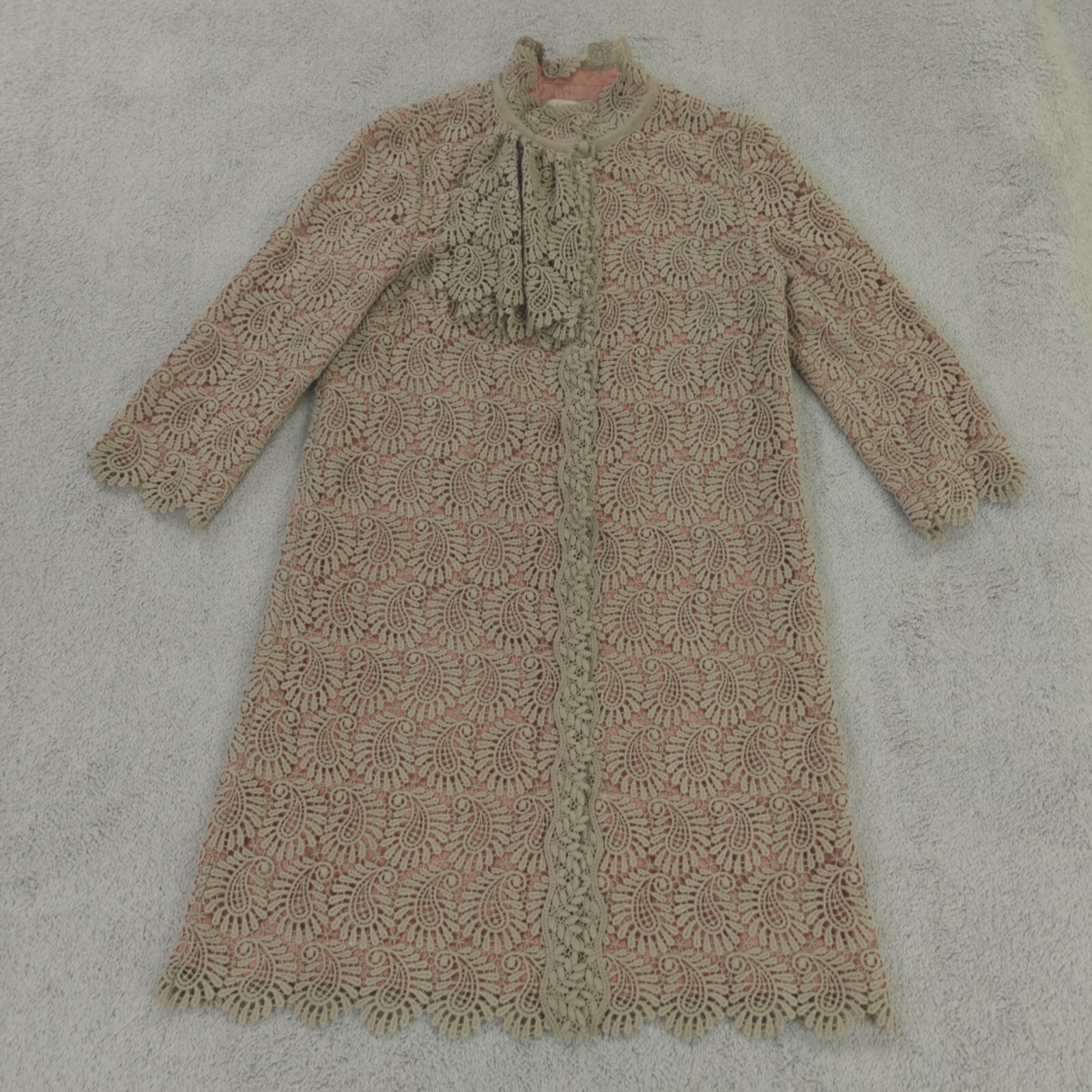 Hoss Inotropia Jacket Womens 36 Small Beige Paisley Crochet Coquette