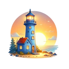 Blauer Leuchtturm Autoaufkleber 9x9 cm Maritimes Küstenmotiv Vinyl Sticker