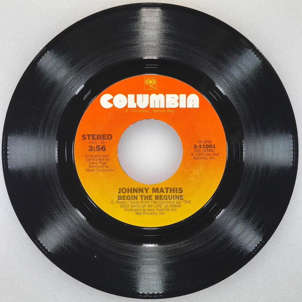 JOHNNY MATHIS Begin The Beguine / Gone, Gone, Gone COLUMBIA 3-11001 NM 45 7" - Image 2 of 4