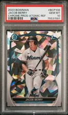PSA 10 JACOB BERRY 1st 2023 Bowman Chrome ATOMIC REFRACTOR MARLINS RC GEM MINT