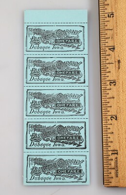 Lot of 5 Vintage Fenelon Place Elevator Co. Tickets Fourth St. Dubuque Iowa