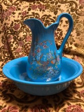 Brocca e piatto antiquariato - vintage- decorato a mano - artigianale 