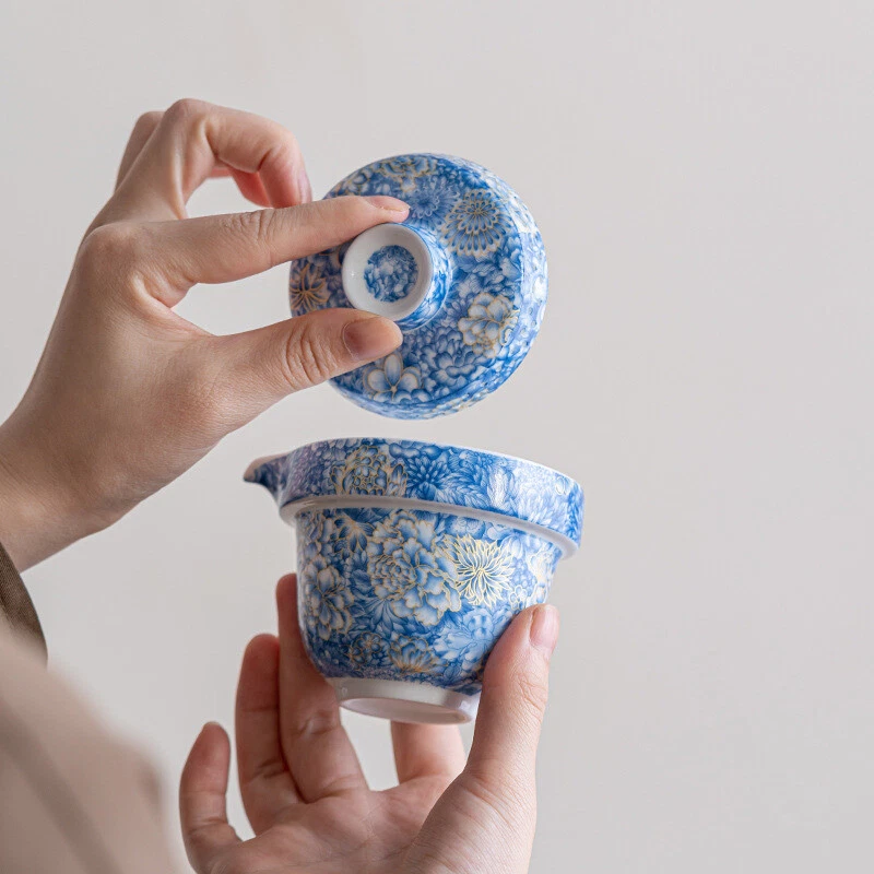 Фарфоровый чайный сервиз Jingdezhen с портативным пакетиком керамический чайник подходящие чайные чашки - Изображение 4 из 4