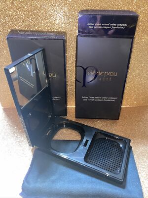 Cle De Peau Beaute Cream Compact Foundation Case New In Box Set Of 2