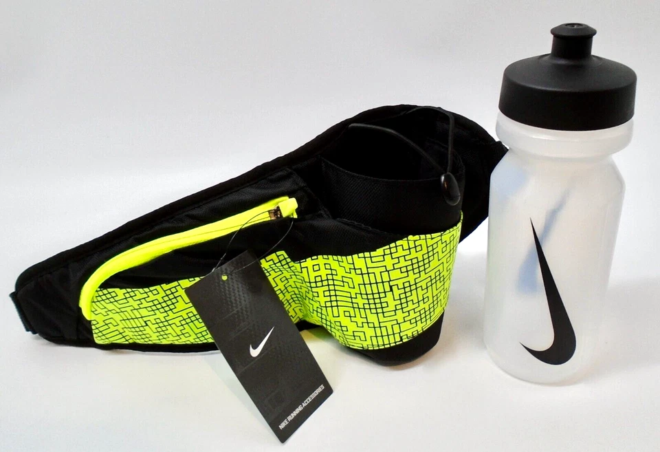 Nike Waist Pack Hidratación 22 OZ Botella Cinturón para Correr Adulto Negro/Voltio Foto 4 de 4