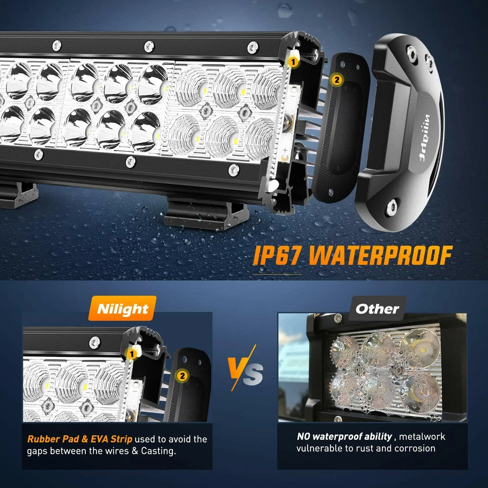 Luz de trabalho LED crepúsculo barra de luz de inundação luzes LED off road + chicote de fios - Imagem 4 de 4