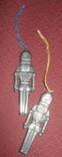 Lot of 2 Pewter Nutcracker Christmas ornament 3 inches high
