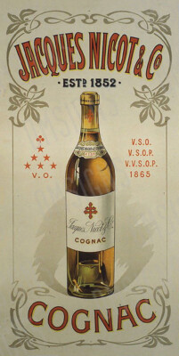 Jacques Nicot Cognac Ad Metal Sign FREE SHIPPING Vintage Bar Decor