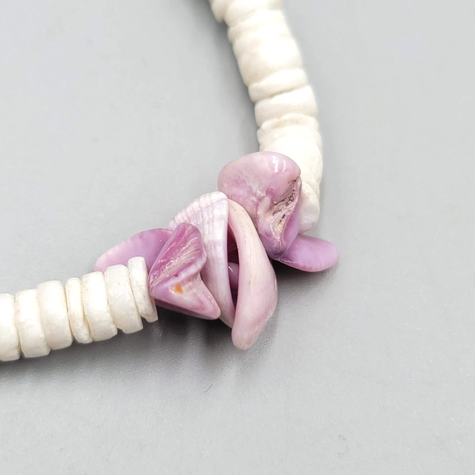 复古夏威夷 Puka 贝壳脚链紫色口音外壳 8.5 — 第 2/4 张图片