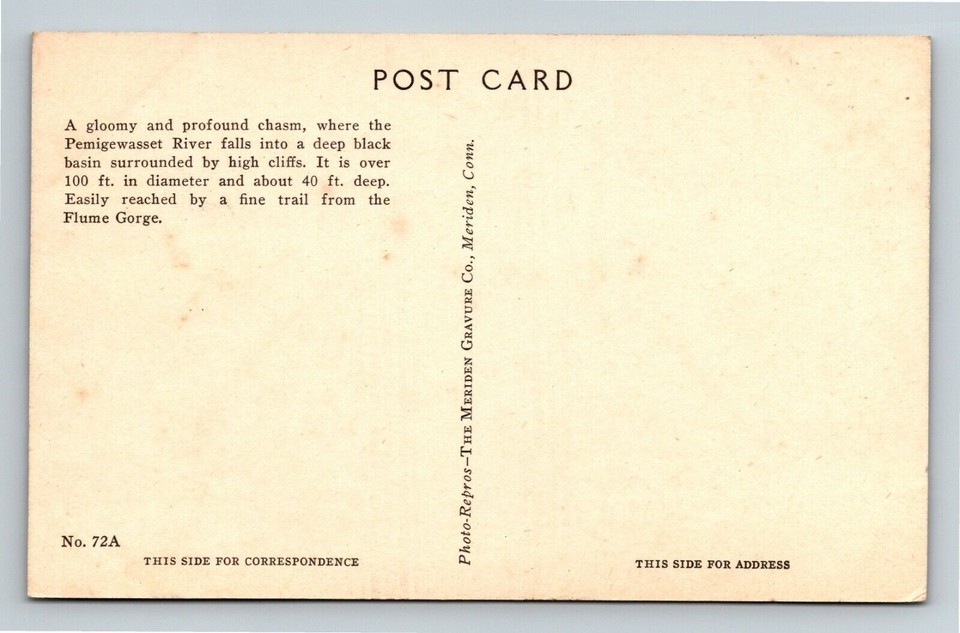 White Mountains NH, The Pool At Flume New Hampshire Vintage