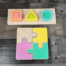 Lovevery Mixed Lot Bundle Realist / Companion Chunky Jigsaw 3D Geo Shape Puzzle