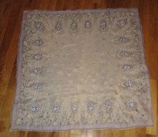 Vintage Elegant Violet Blue White Floral Silk Blend Square Scarf 31" Japan