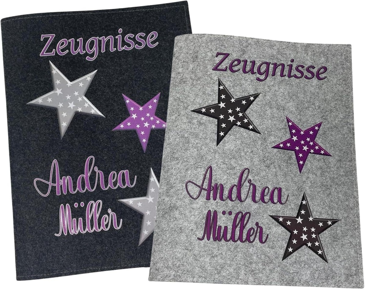 Zeugnismappe mit Namen - Mädchen und Jungen - Personalisiert Filz A4