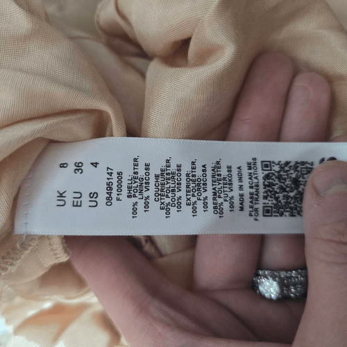 ASOS EDITION abito a rete floreale con perline e manica a palloncino nudo pesca nuovo con etichette - Foto 6 di 6