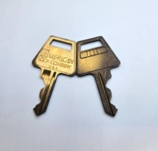 American Lock Company Vintage Brass Key Padlock Door Cabinet Matching Set #72383