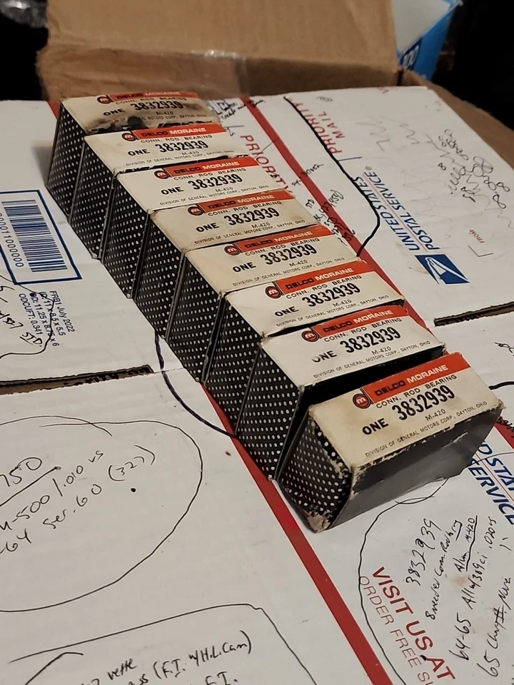 NOS 64-65 CHEVELLE 1965 CHEVY II .327 RODAMIENTOS DE BIELA .020 3832939 X8 GM Foto 3 de 4