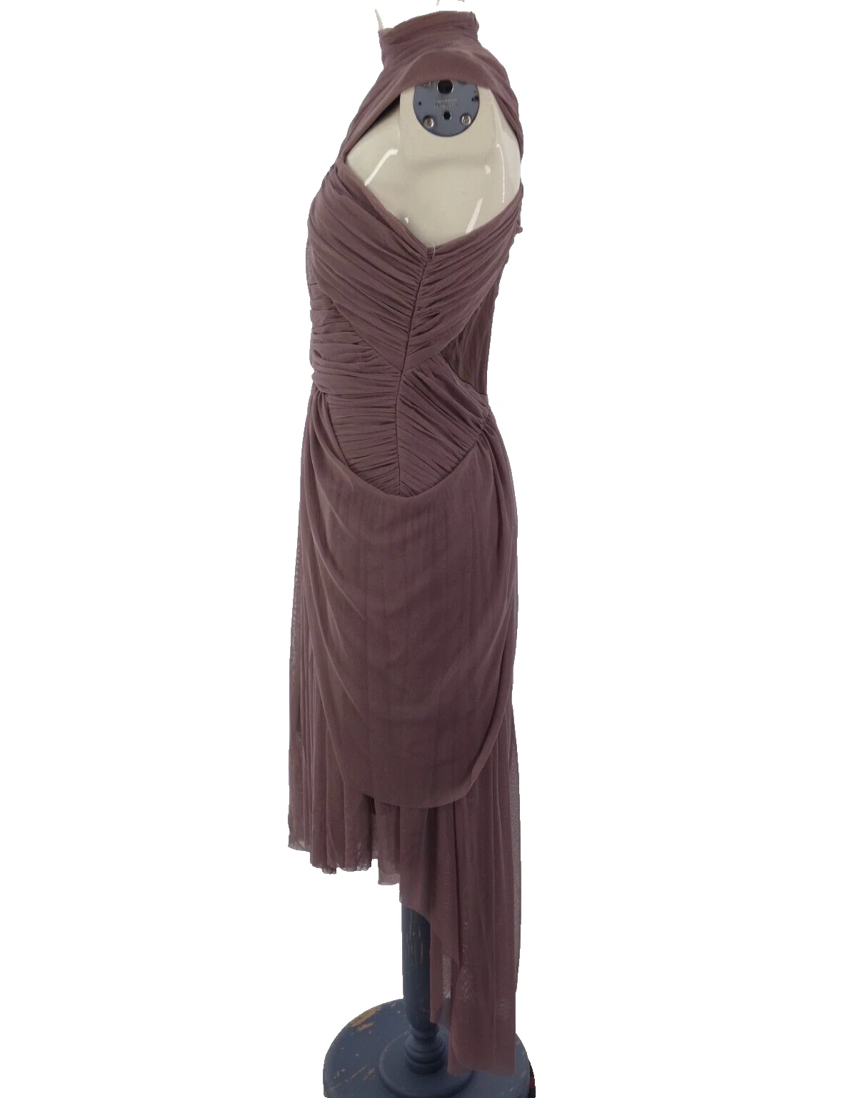 ALEXANDER WANG Abito Asos rete drappeggiato rosa scuro asimmetrico riunito festa matrimonio insolito UK10