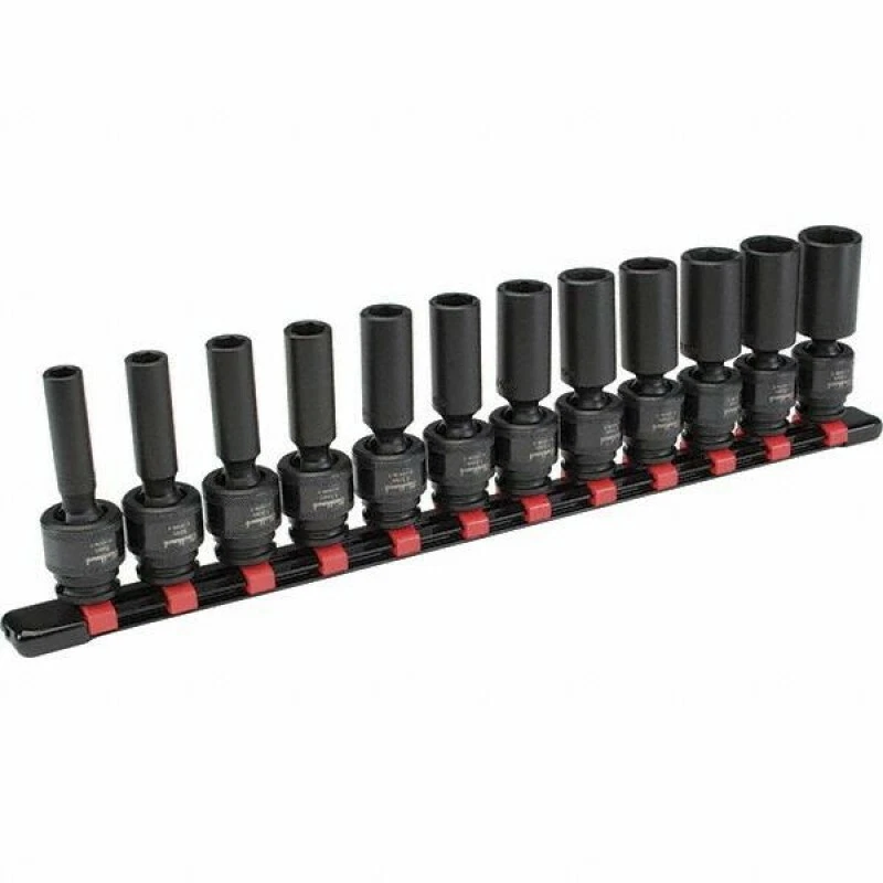 12 Proto Blackhawk 3/8" Deep Impact Universal Swivel Flex Socket Set SAE U-1612S
