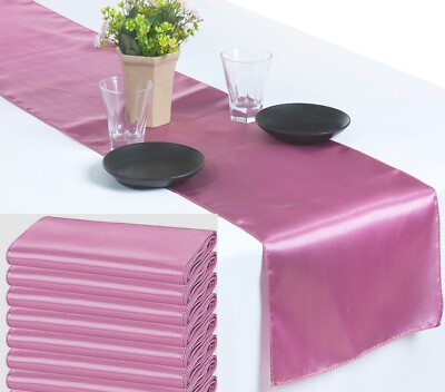 10 Dusty Pink Satin Table Runner 12'' X 108'' Wedding B'day Party Table decoration