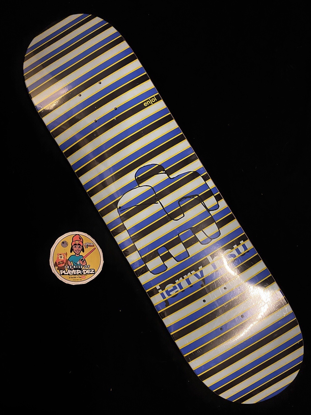RARE Enjoi Jerry Hsu 3D Blue Patterns Skateboard Deck Vintag