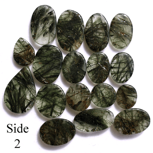 17 Pcs Natural Green Rutile Quartz Hi-Grade 8.8mm-17.4mm Cabochon Gemstones Lot - Picture 9 of 11