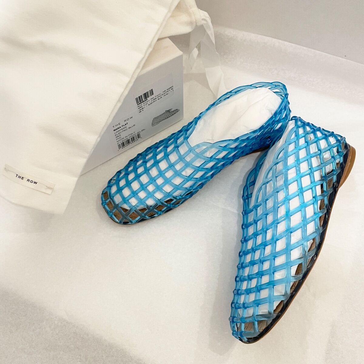 THE ROW Mara Flat in Electric Blue Vinyl Jelly Shoes Flats THE ROW Mara Flat in Electric Blue Vinyl Jelly Shoes Flats