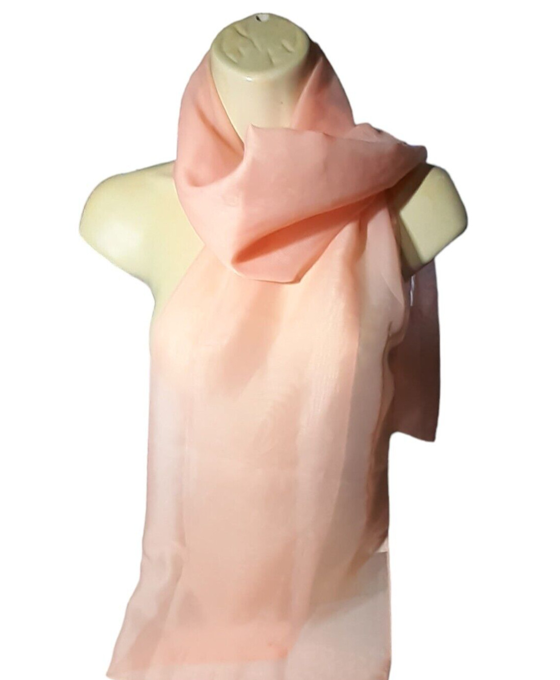 Rectangular Scarf Wrap Sheer Melon Orange Polyest… - image 7