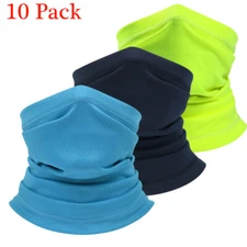 10 Pack Neck Gaiter Scarf Set UV Sun Shield Face Mask Cover Camping Bandana Lot