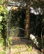Black Metal Garden Bench Plant Roses Arbour Climbing Support Outdoor Patio Seat
