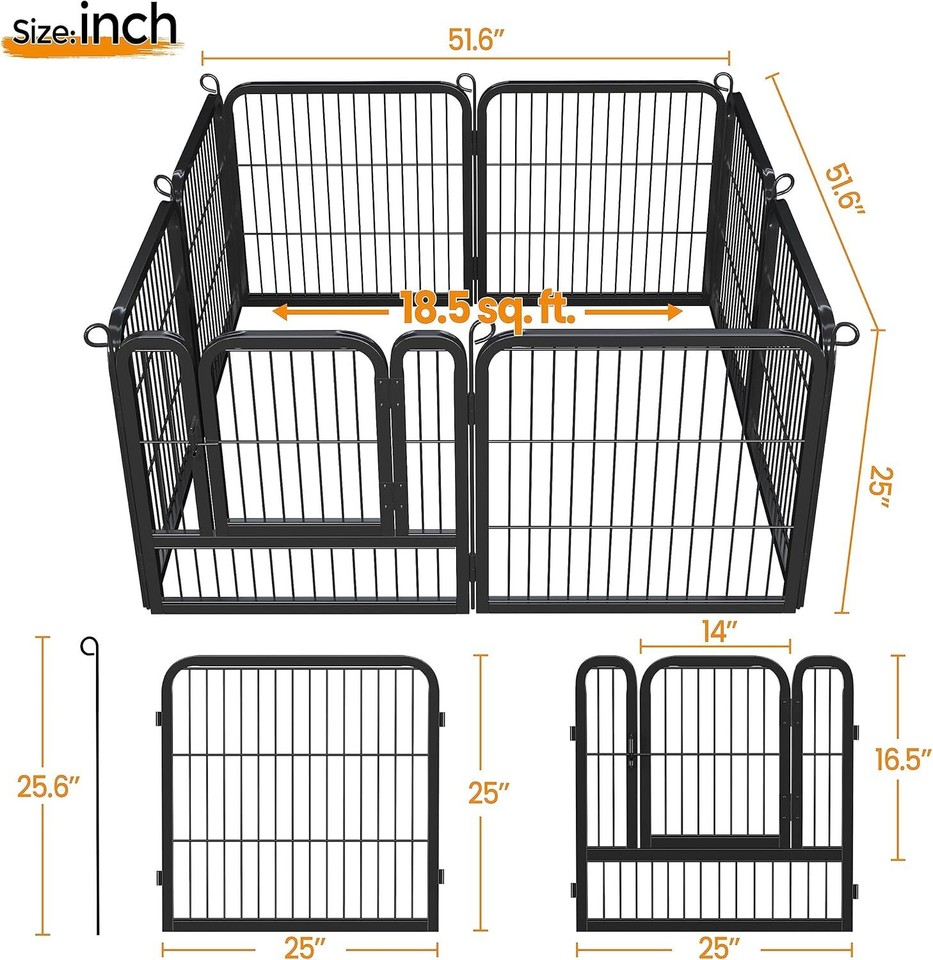 25" Heavy Duty Dog Fence Pen Outdoor for RV/Camping/Yard/Garden