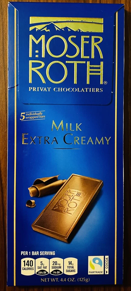 **NEW** MOSER ROTH MILK EXTRA CREAMY CHOCOLATE CANDY BAR - 4.4 oz - 3 PACK - Image 2 of 3