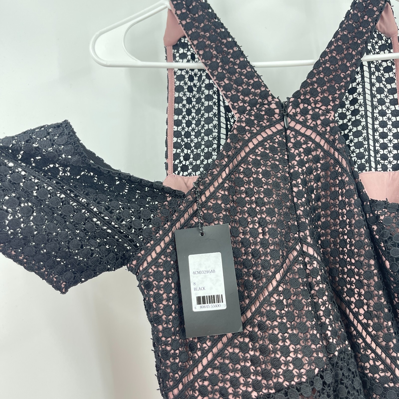 ABS Allen Schwartz Collection Dress Black Lace Shoulder Fit & Flare