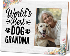 Dog Grandma Picture Frame Gifts,World's Best Dog Grandma Wooden Tabletop Photo F