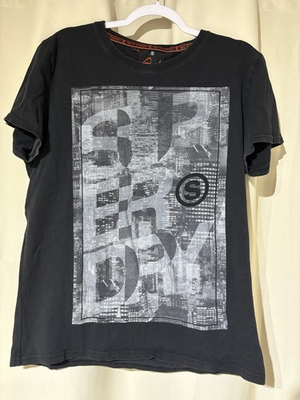 #ad Super Dry Men’s T Shirt Size Large Black Small Pin Hole On Bottom Of Shirt $15.00