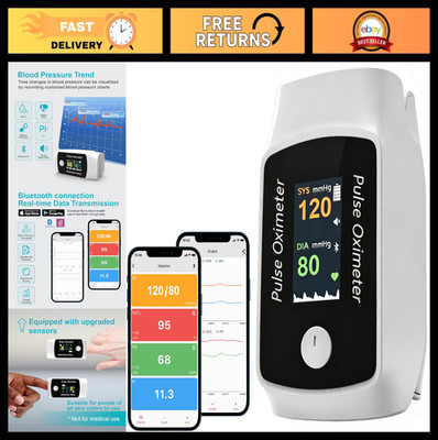 Portable Bluetooth Pulse Oximeter - High Accuracy O2 & Pulse Rate Monitor for Al