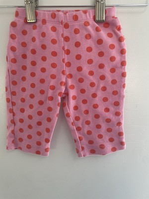 Baby Girls Orange Polka Dot Ruffle Cotton Elastic Waist Pull On Pants Pink 0-3M