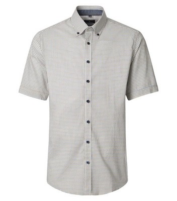 CASAMODA Herren Freizeithemd Kurzarm Button-Down Casual Blau Muster