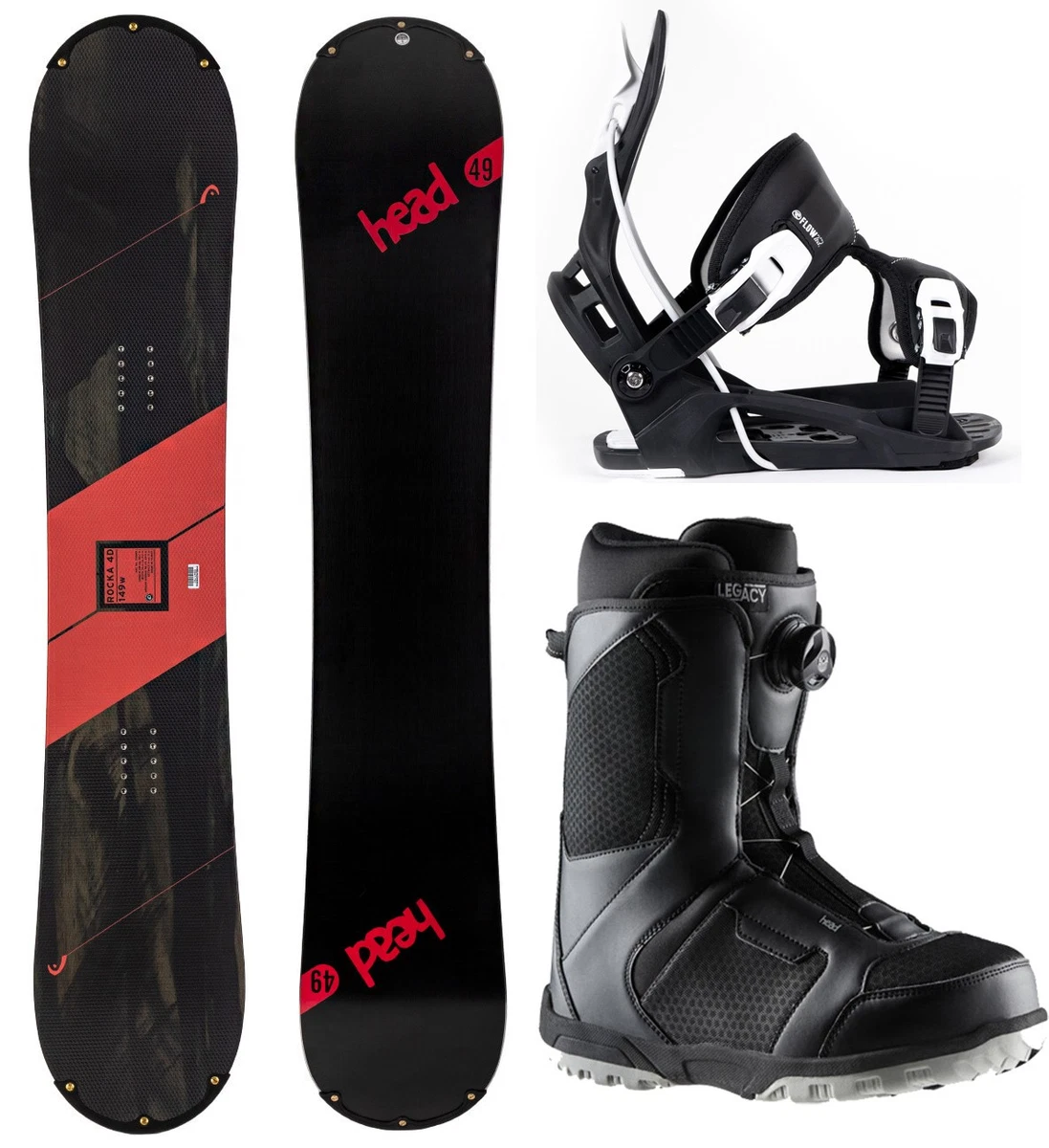 Ensemble Snowboard Head Rush 159cm All Mountain Avec Fixations FASTEC - Pour Homme, Neuf