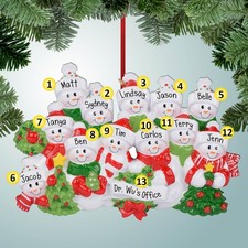 Personalized Festive Snowman Family - 12 Christmas Ornament