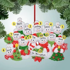 Personalized Festive Snowman Family - 12 Christmas Ornament