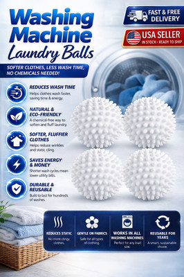 4 Pack Washing Machine Laundry Balls Reusable Anti Tangle Wash White Fabric