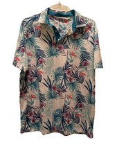 Izod Golf Stretch Floral Print Short Sleeve Polo Shirt Men's Large Preppy