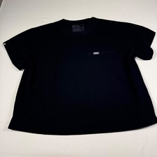 FIGS Canela Crewneck Scrub Top XL Black Technical Collect 3-Pocket 1001863 NWOT