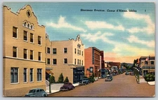 Vintage Linen Postcard Sherman Avenue Coeur d'Alene Idaho Main Street AA56