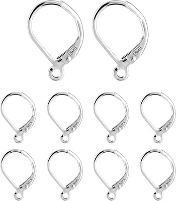 925 Sterling Silver Leverback French Hooks - Hypoallergenic Earring Backs with J