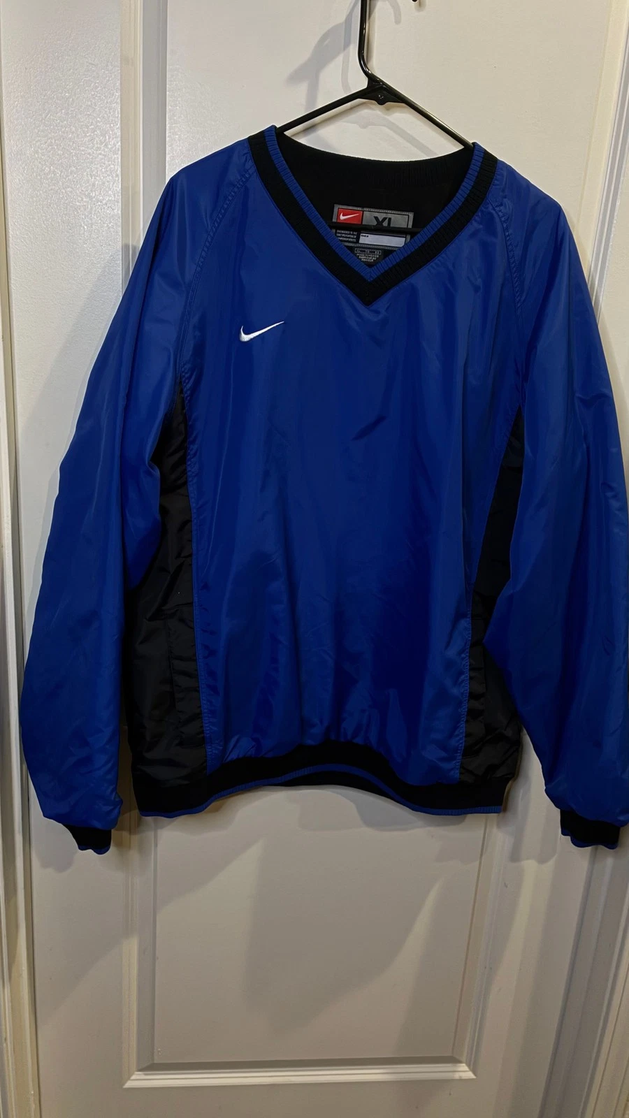Nike Team Lined Windbreaker V Neck Pullover Blue Black XL image 1